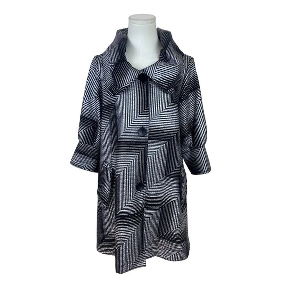Damee Womens Black & White Geometric Print Jacket Size S - Picture 1 of 7